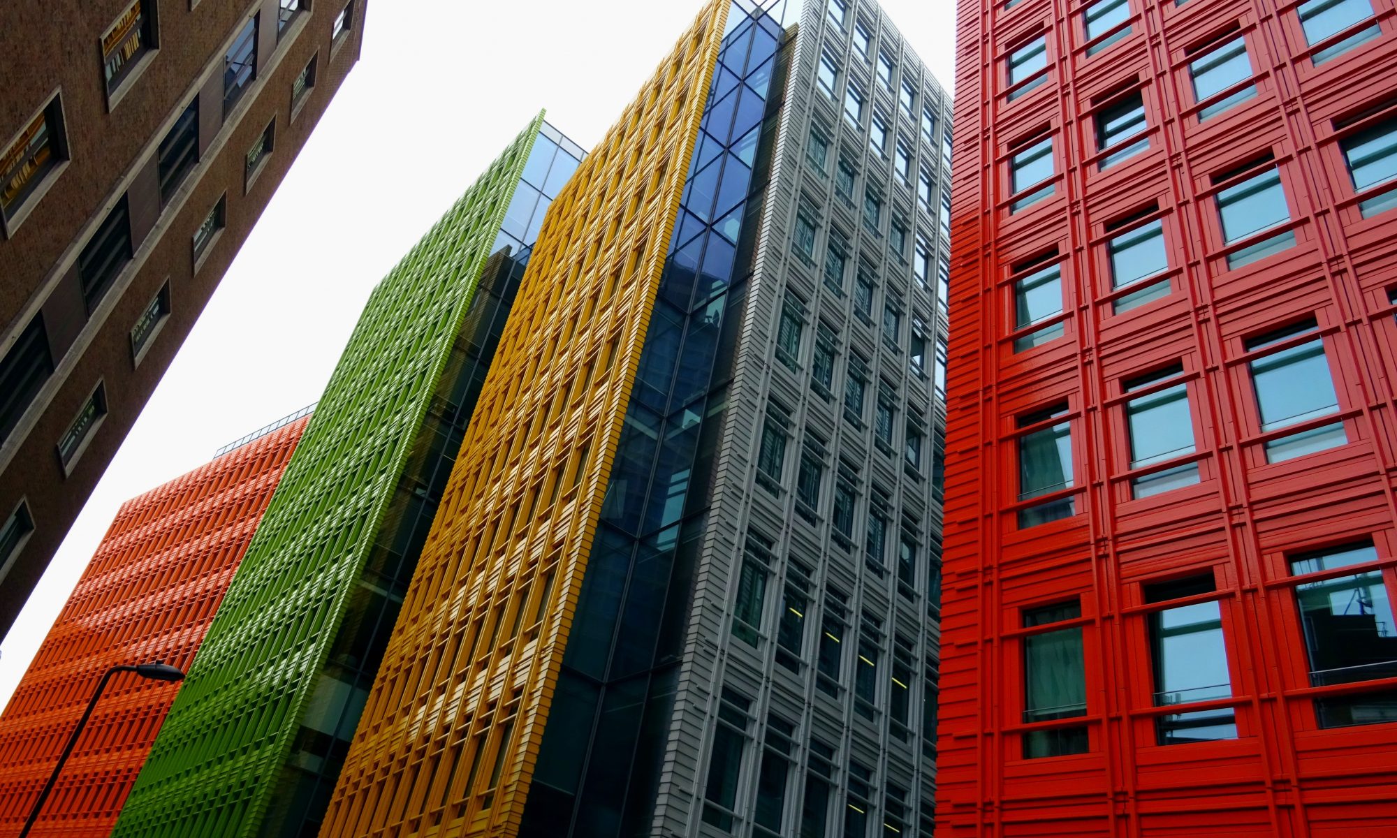 Colourful urban apartment buildings